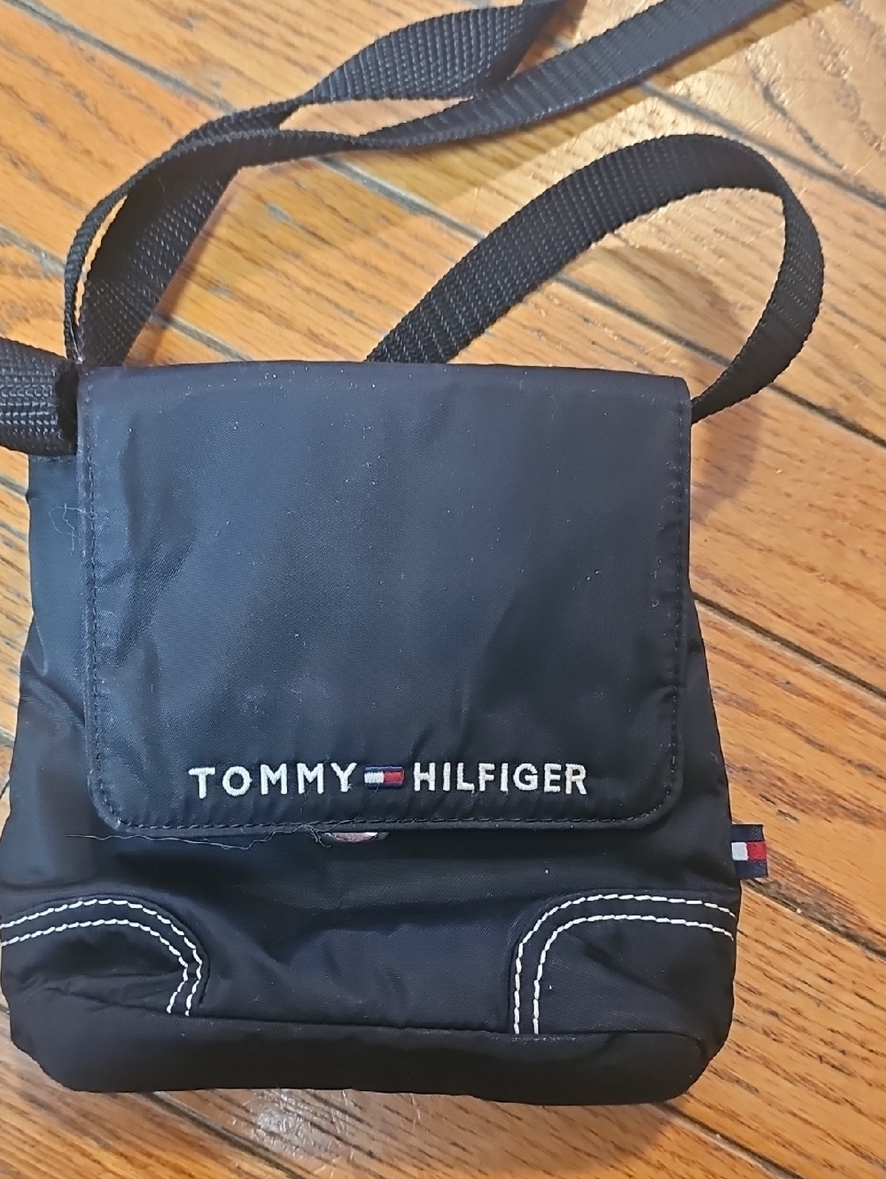 Tommy Hilfiger Black Nylon Crossbody Pouch with Logo